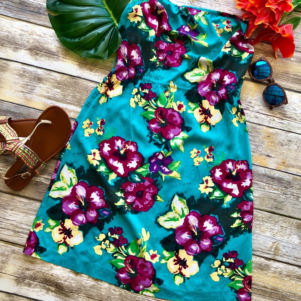 ☀️2 for $10 Tropical Strapless Sundress Sz s/m